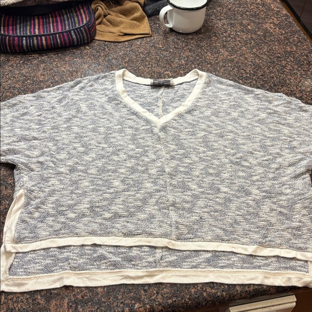 Anthropologie Saturday Sunday Gray Theo Dolman Sleeve Crop Sweater Size L